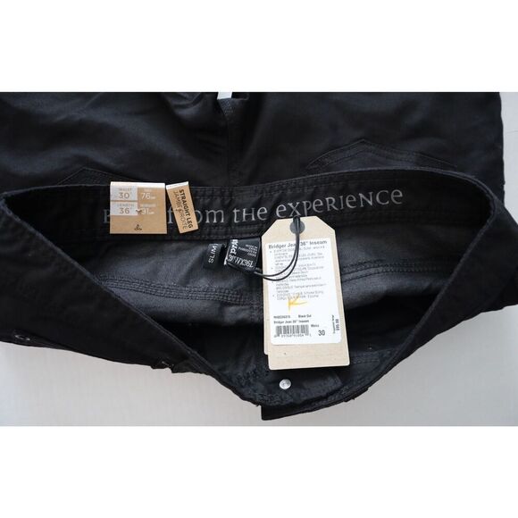 PrAna Men's Sz 30x36 Black Out Bridger Slim Fit Straight Leg Denim Jeans - Picture 3 of 11